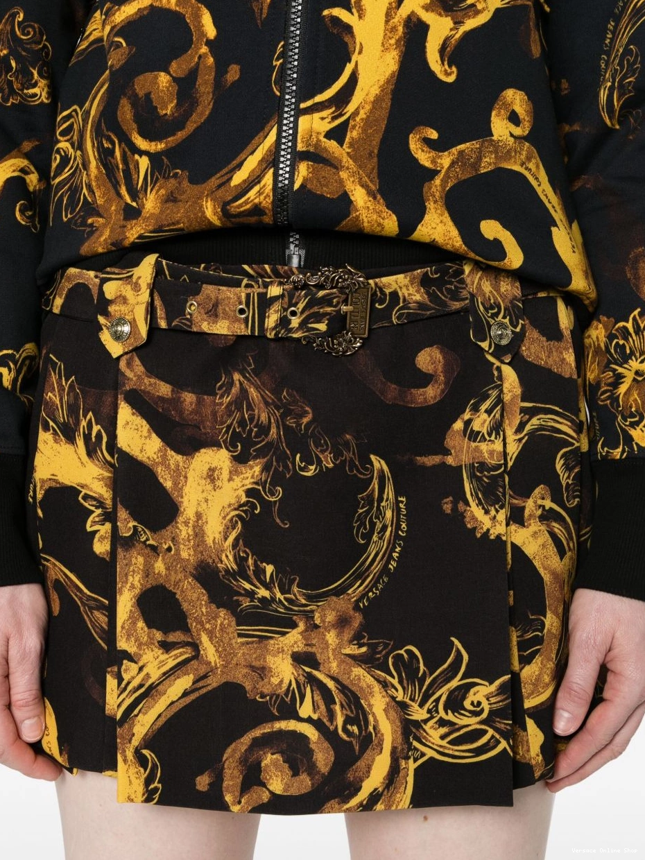 Affordable Versace Couture-print Women Couture skirt Jeans Watercolor mini 0317