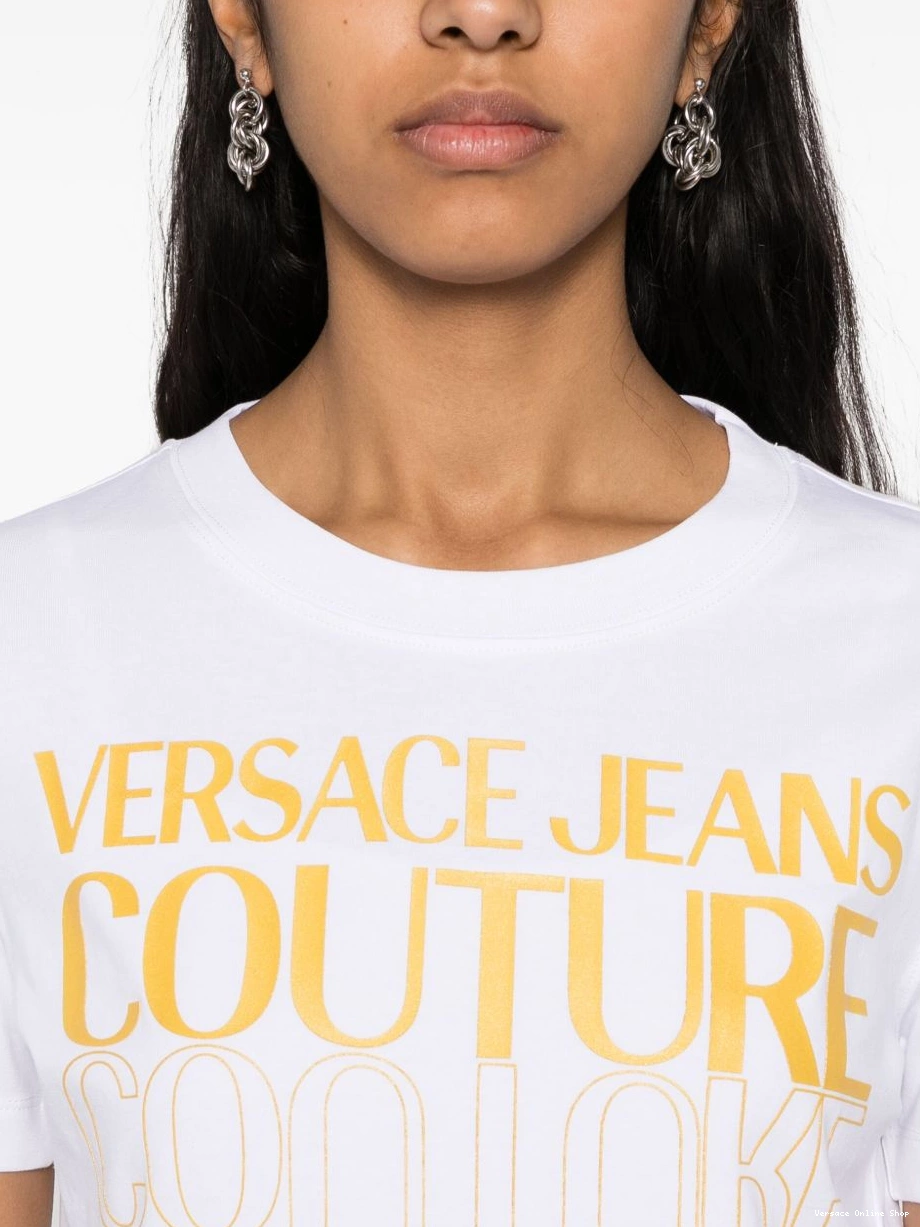 Cheap Women Down-logo Jeans Versace Upside T-shirt Couture cotton 0317