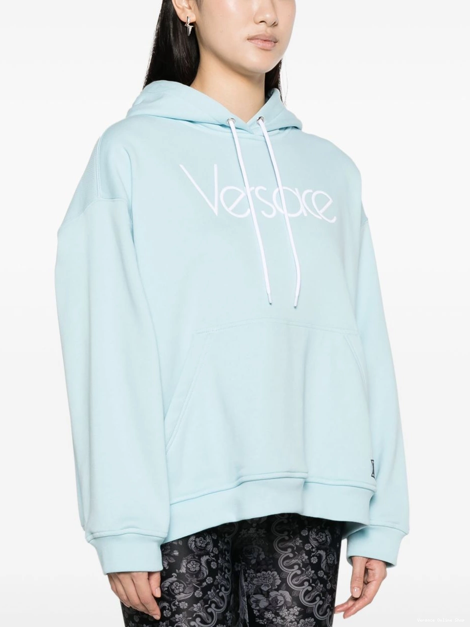 Cheap Versace Re-Edition Women 1978 logo-embroidered hoodie 0319