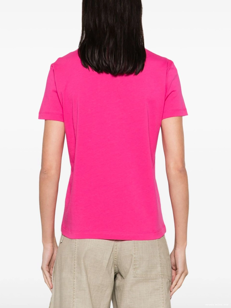 Affordable Women cotton Versace glittered-logo T-shirt Jeans Couture 0318