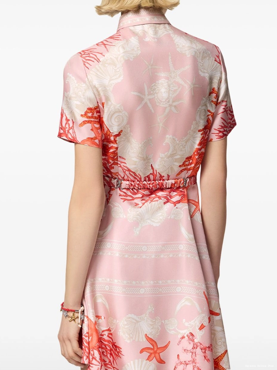 Affordable silk Barocco Women dress Sea shirt Versace 0320
