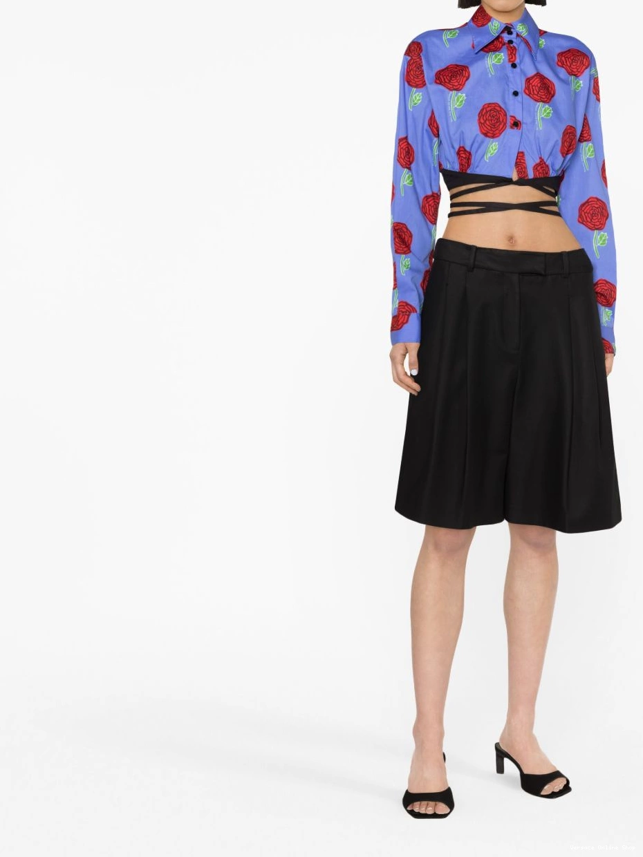 Affordable Jeans cropped floral-print Versace Couture blouse Women 0321