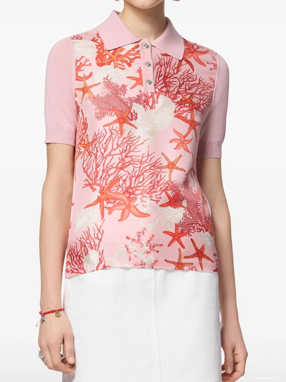 Affordable shirt Versace Sea knitted Women Barocco polo 0316