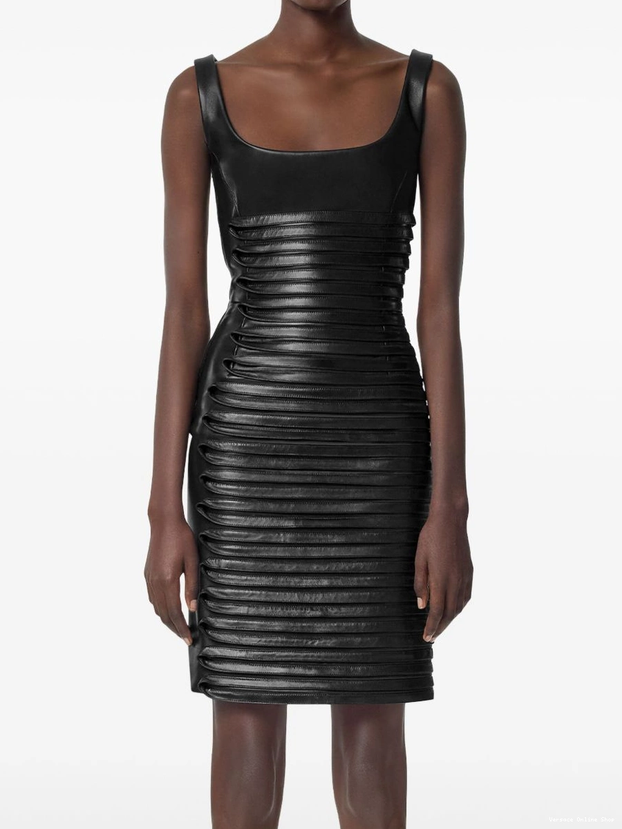 Affordable mini Women dress Versace scoop-neck leather 0315
