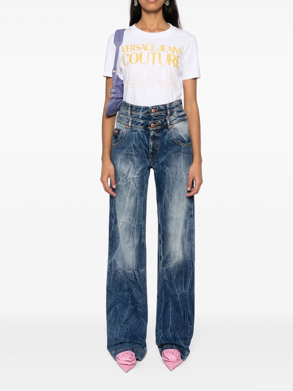 Cheap Women Down-logo Jeans Versace Upside T-shirt Couture cotton 0317