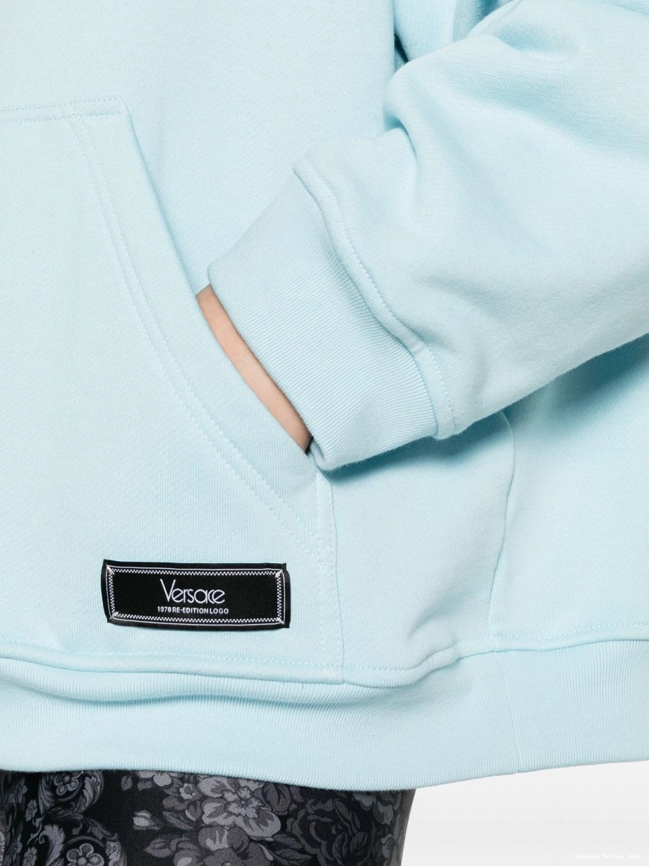 Cheap Versace Re-Edition Women 1978 logo-embroidered hoodie 0319