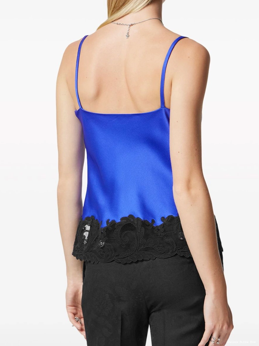 Cheap Versace Women Medusa lace-trim cami top 0315