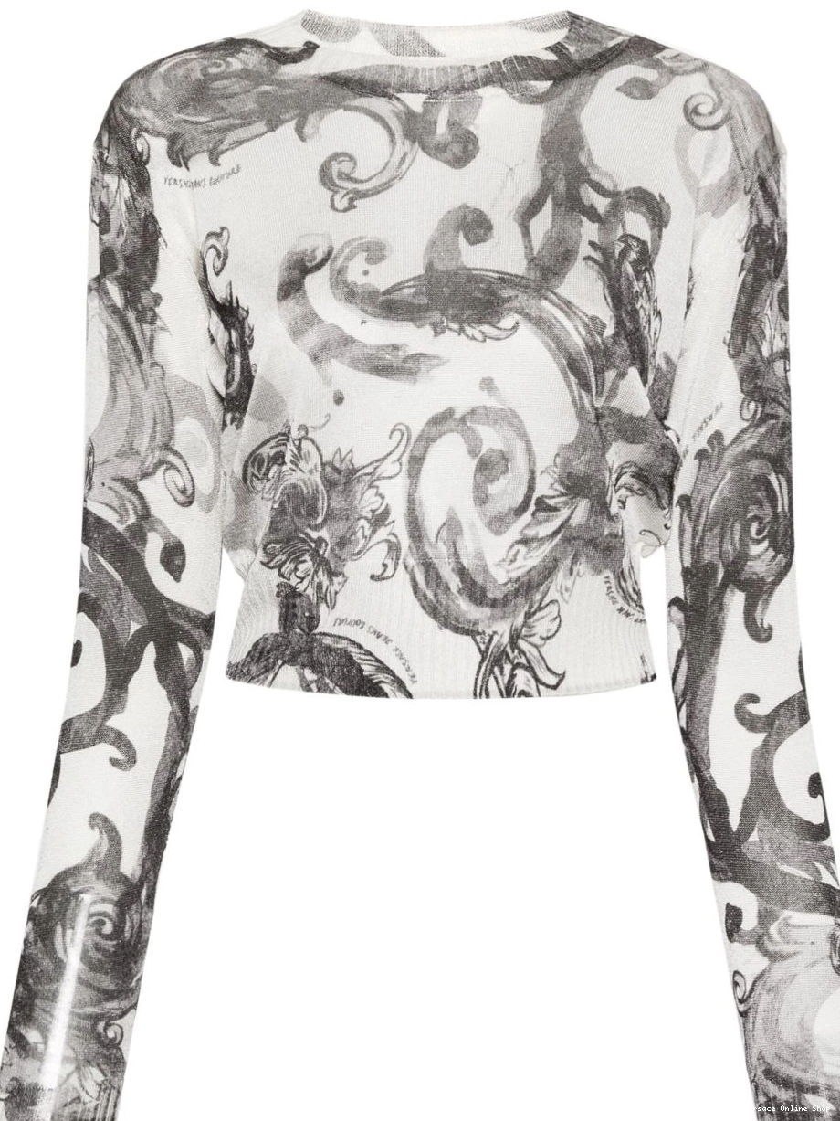 Cheap Couture top Versace Couture Women Watercolour Jeans fine-knit 0318