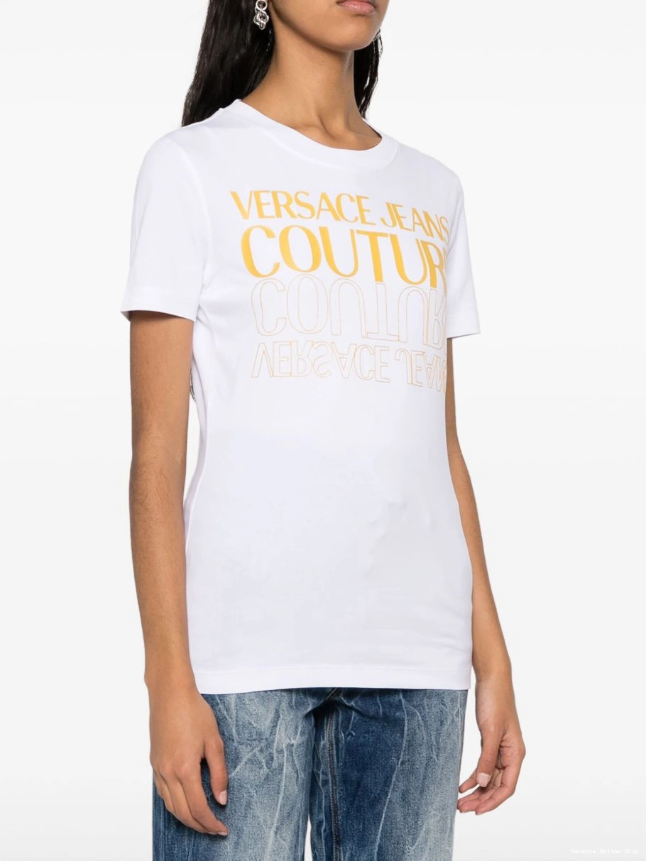 Cheap Women Down-logo Jeans Versace Upside T-shirt Couture cotton 0317