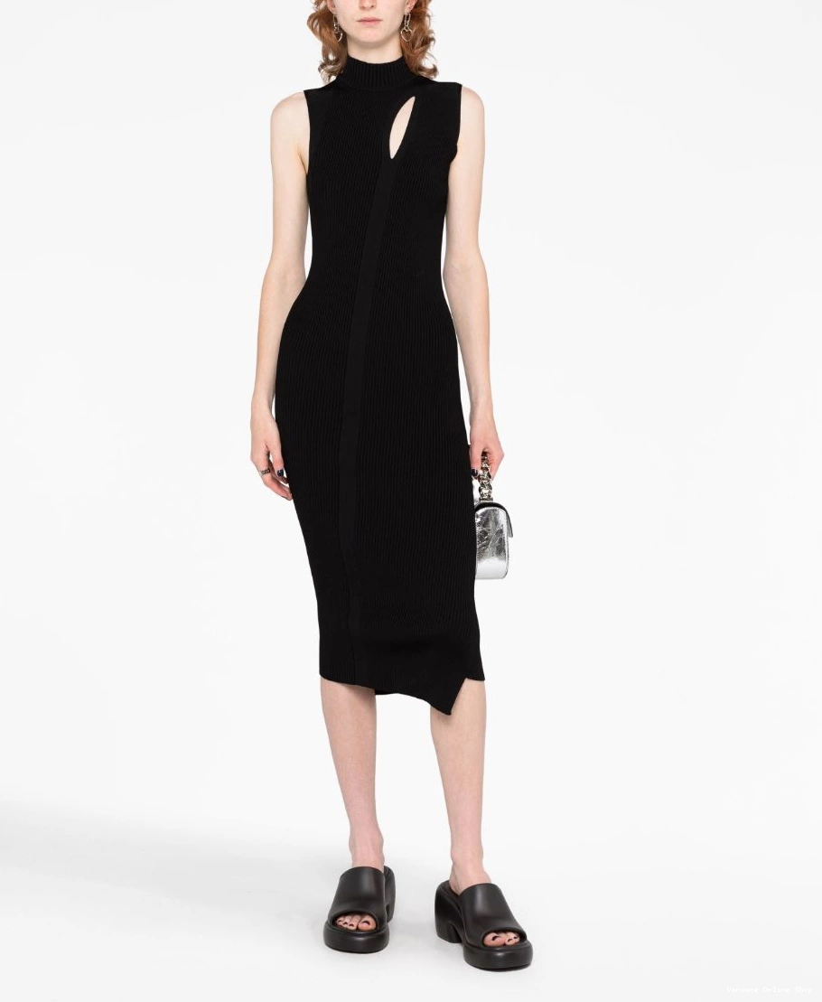 Cheap midi Versace Women Slashed roll-neck dress 0316