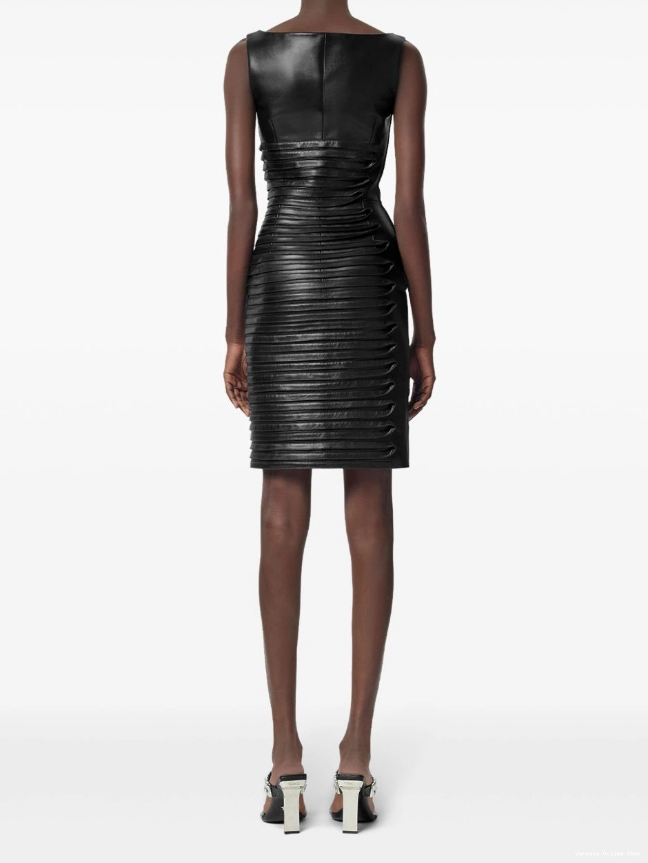 Affordable mini Women dress Versace scoop-neck leather 0315