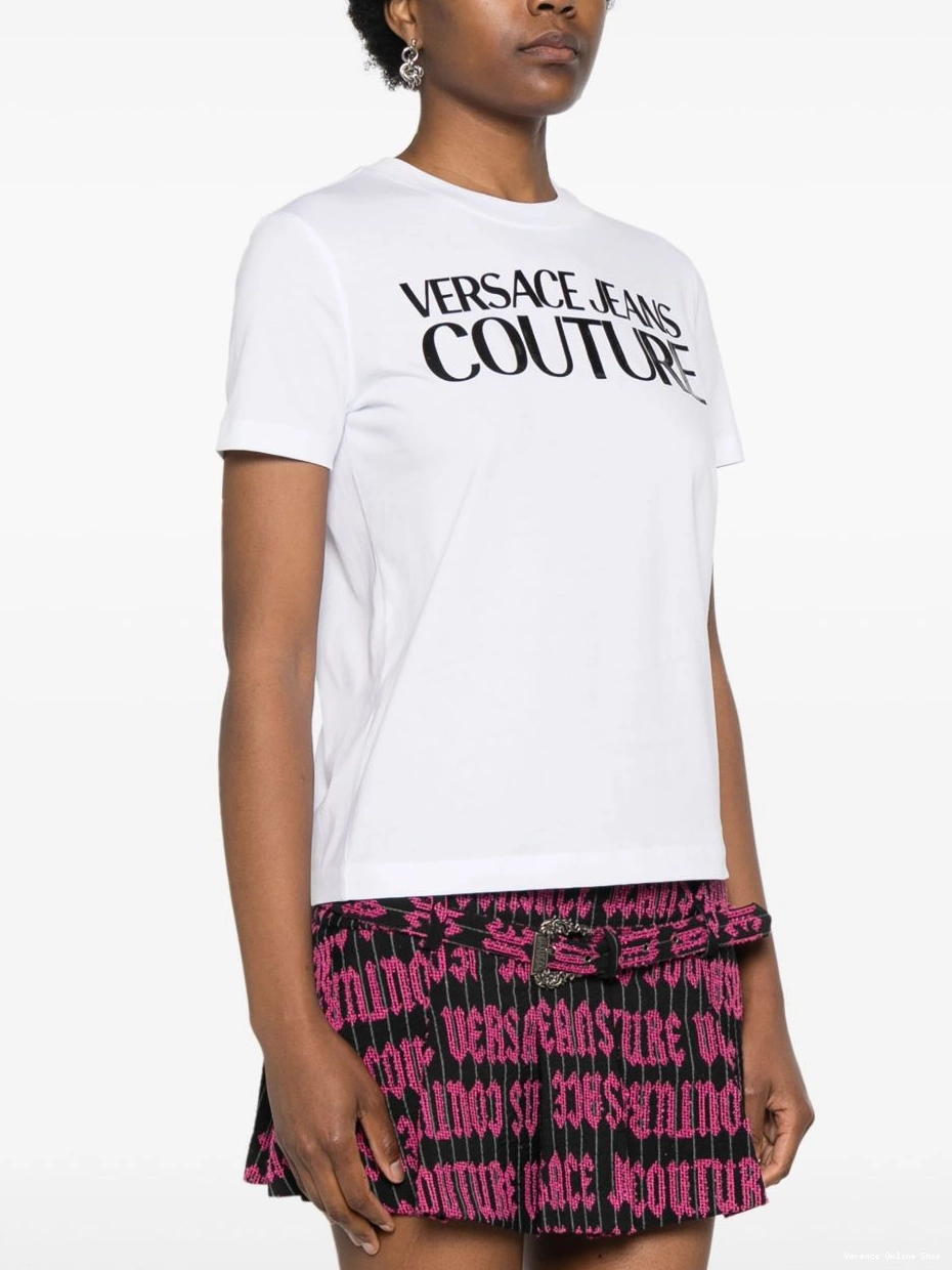 Cheap Women Couture Jeans T-shirt cotton logo-tape Versace 0321