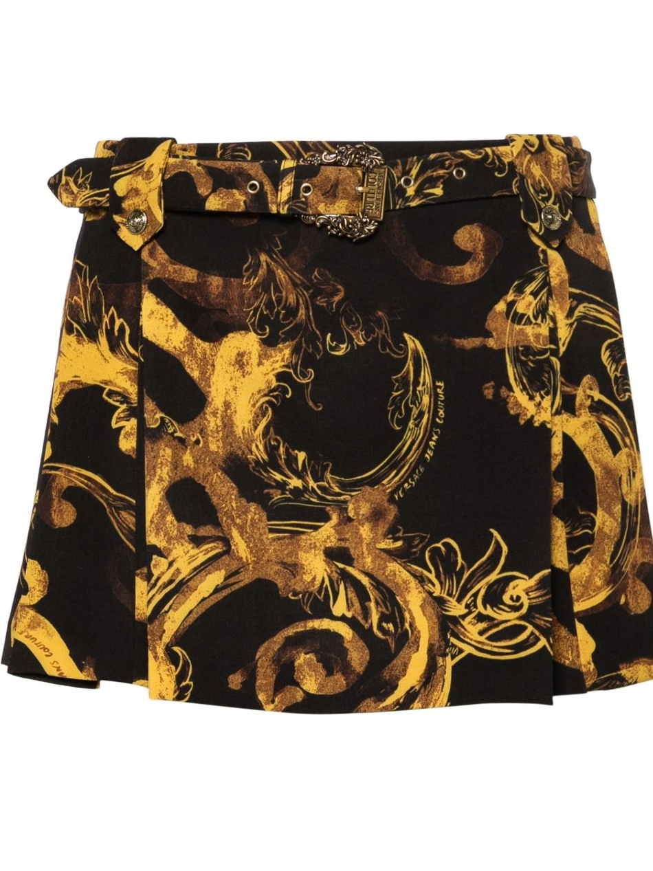Affordable Versace Couture-print Women Couture skirt Jeans Watercolor mini 0317